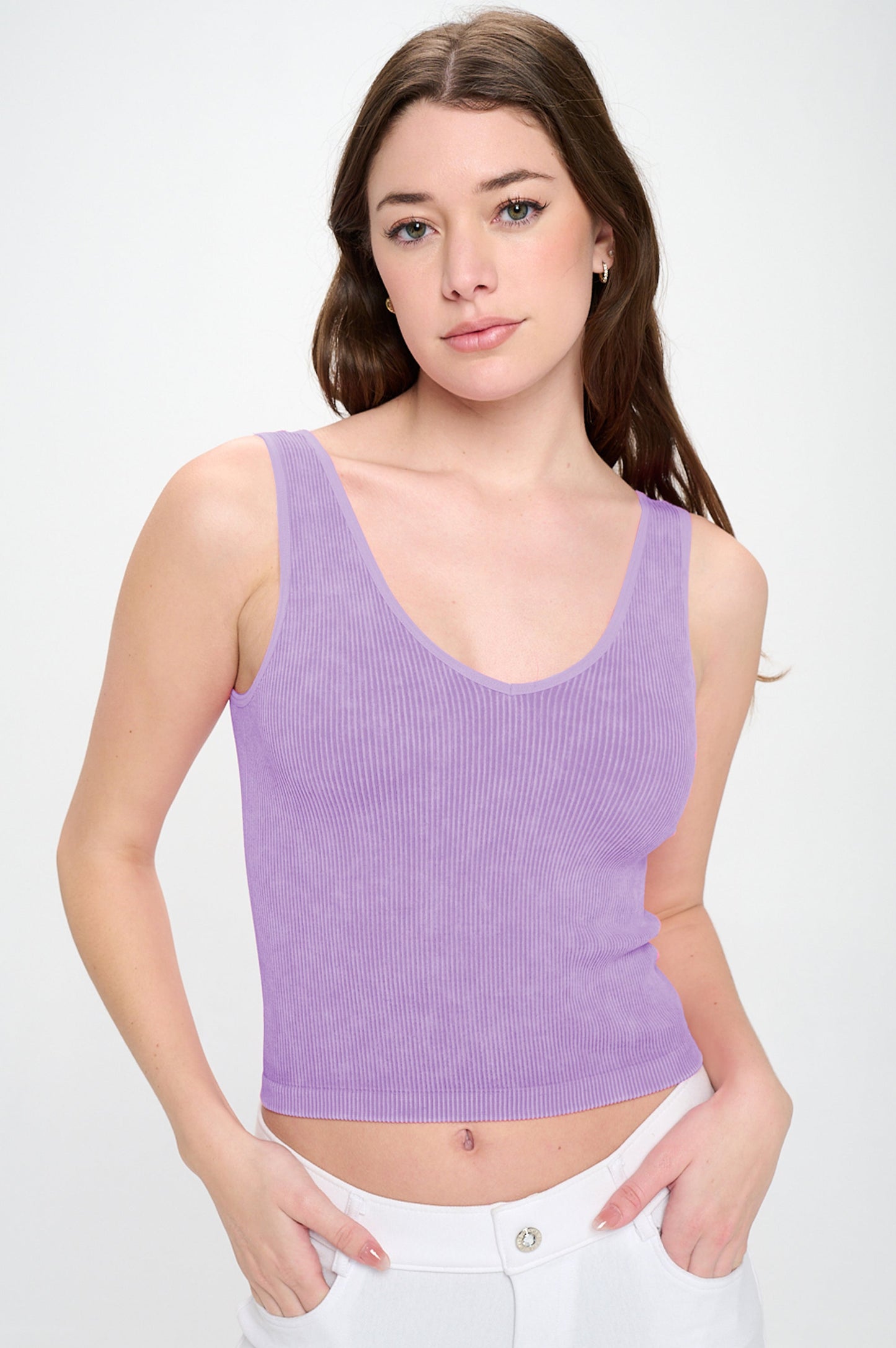 Women's Seamless Reversible Stonewashed Ribbed Tank
