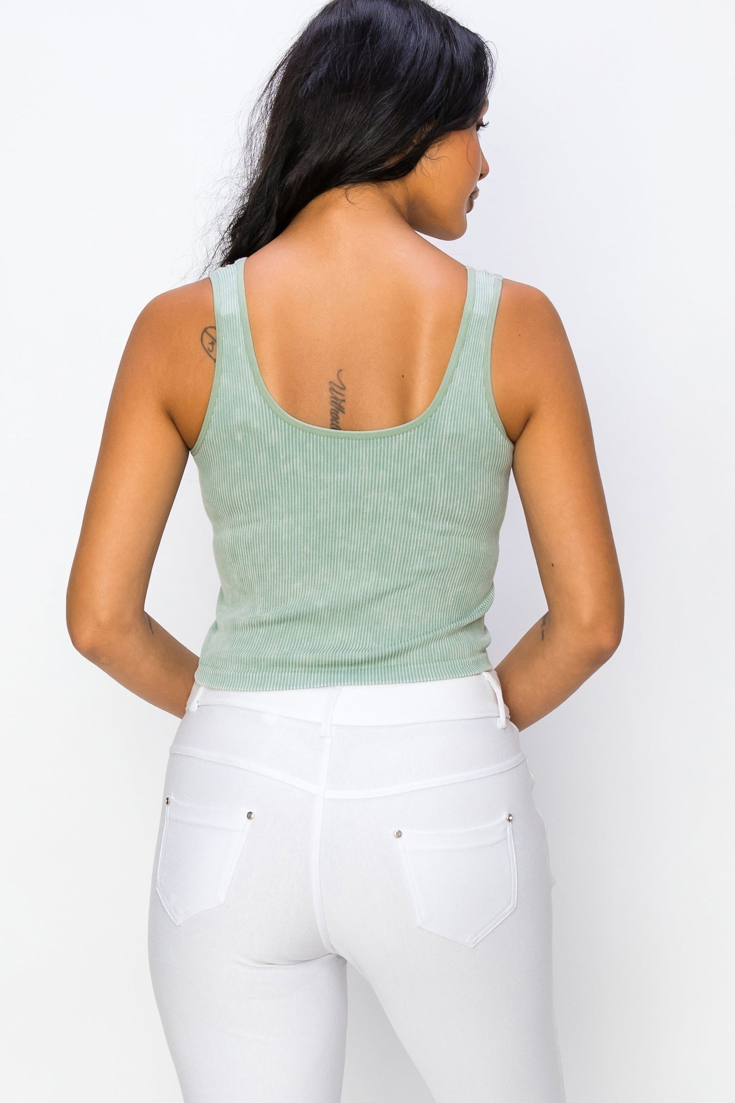 Women's Seamless Reversible Stonewashed Ribbed Tank