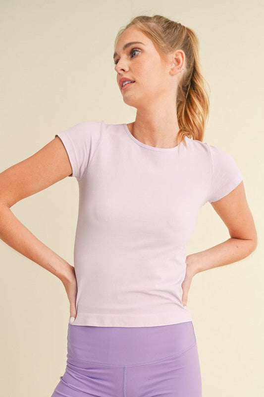 Women's Seamless Crew Neck Short Sleeve Top - Yelete