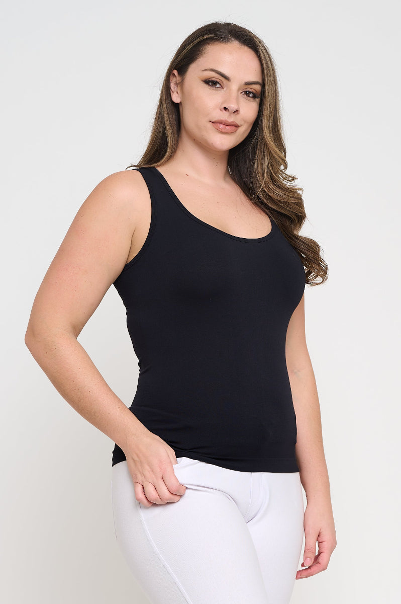 Plus Size Women's U Neck Solid Seamless Tank - Yelete