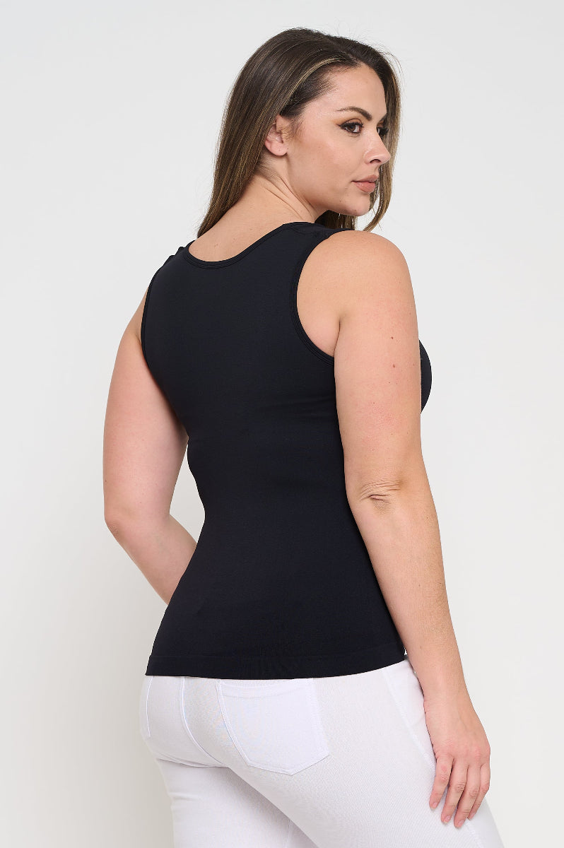 Plus Size Women's U Neck Solid Seamless Tank - Yelete