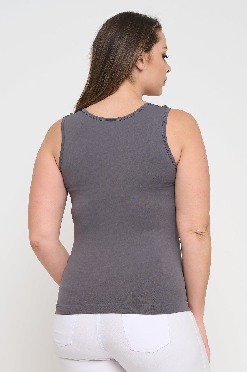 Plus Size Women's U Neck Solid Seamless Tank - Yelete