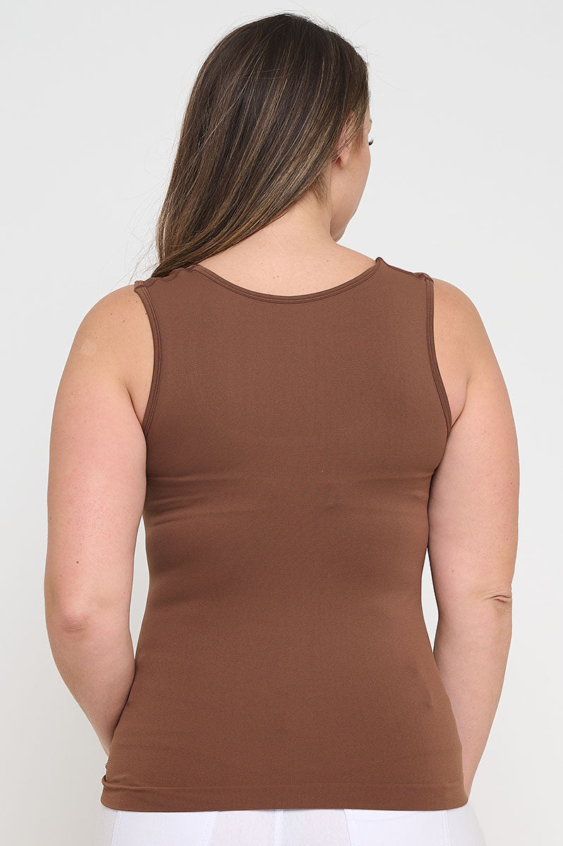 Plus Size Women's U Neck Solid Seamless Tank - Yelete
