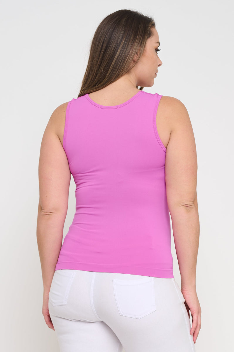 Plus Size Women's U Neck Solid Seamless Tank - Yelete