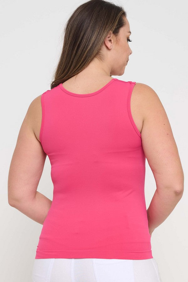 Plus Size Women's U Neck Solid Seamless Tank - Yelete