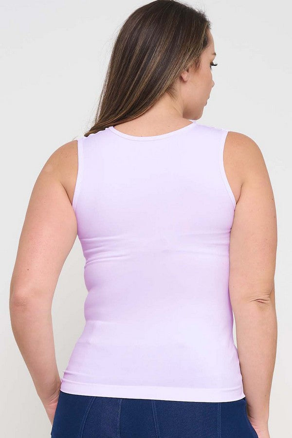 Plus Size Women's U Neck Solid Seamless Tank - Yelete