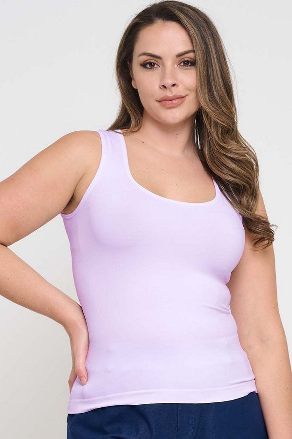 Plus Size Women's U Neck Solid Seamless Tank - Yelete