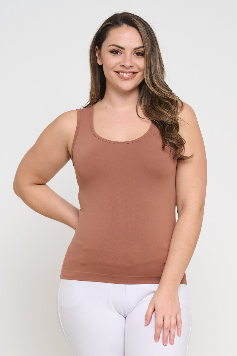 Plus Size Women's U Neck Solid Seamless Tank - Yelete