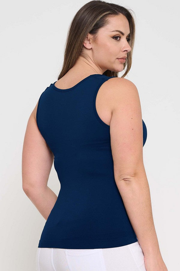 Plus Size Women's U Neck Solid Seamless Tank - Yelete