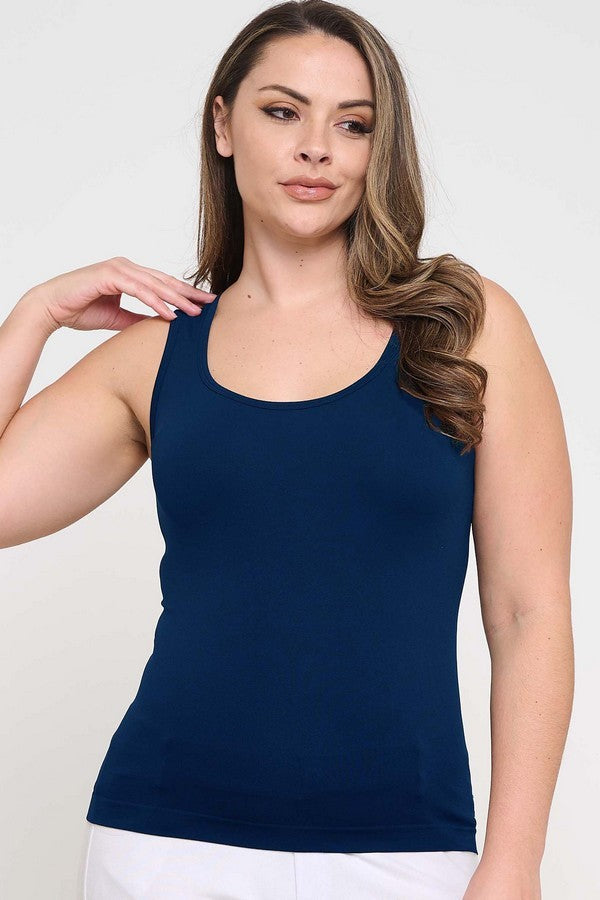 Plus Size Women's U Neck Solid Seamless Tank - Yelete