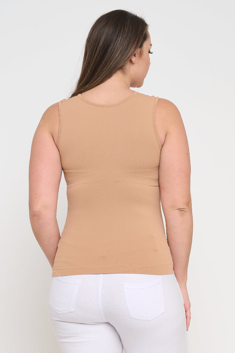 Plus Size Women's U Neck Solid Seamless Tank - Yelete