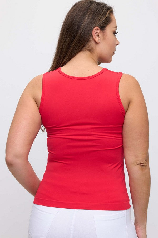 Plus Size Women's U Neck Solid Seamless Tank - Yelete