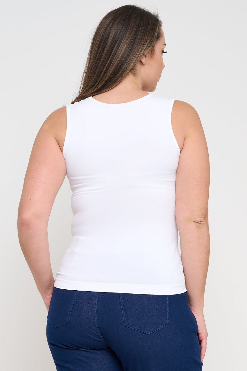Plus Size Women's U Neck Solid Seamless Tank - Yelete