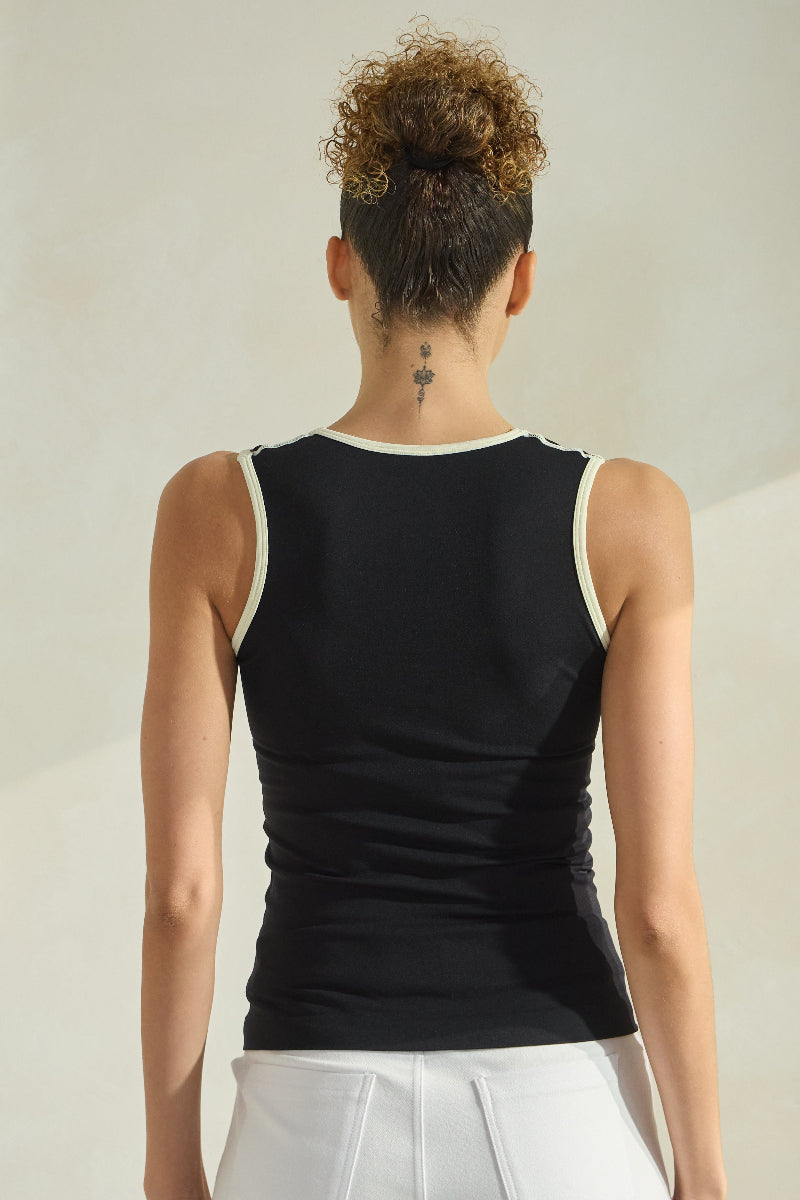 Women's U Neck Two Tone Seamless Tank