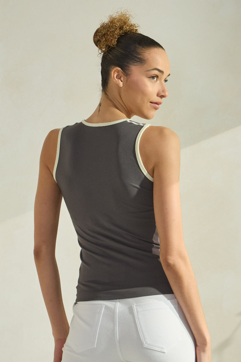 Women's U Neck Two Tone Seamless Tank