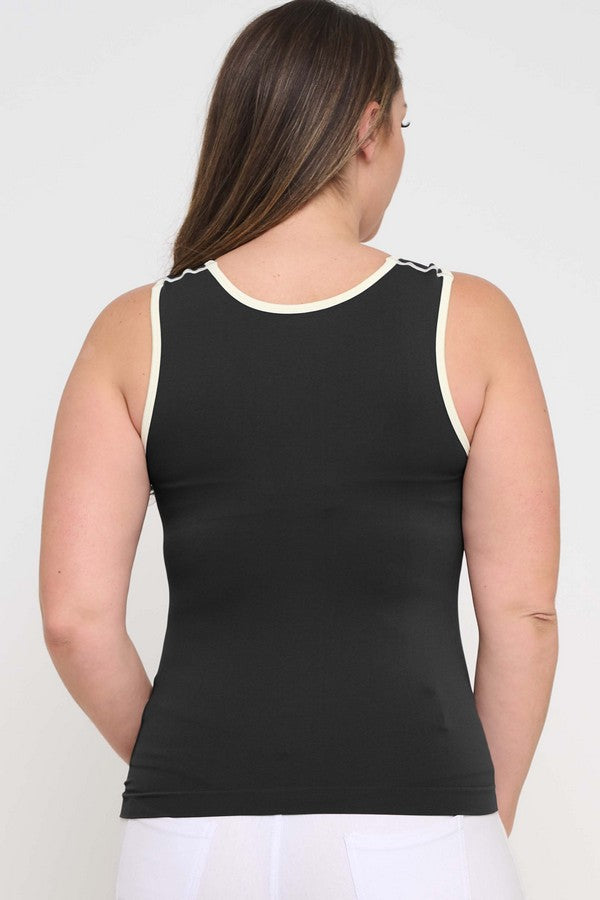 Women's U Neck Two Tone Seamless Tank