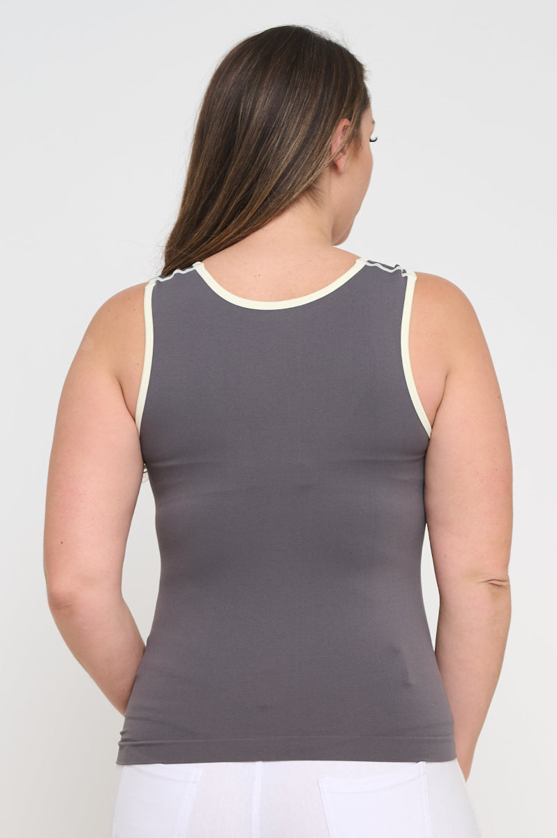 Women's U Neck Two Tone Seamless Tank