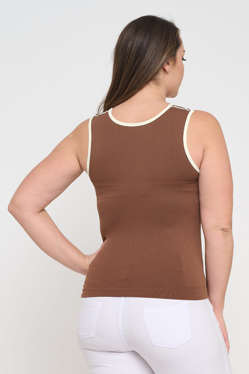 Women's U Neck Two Tone Seamless Tank
