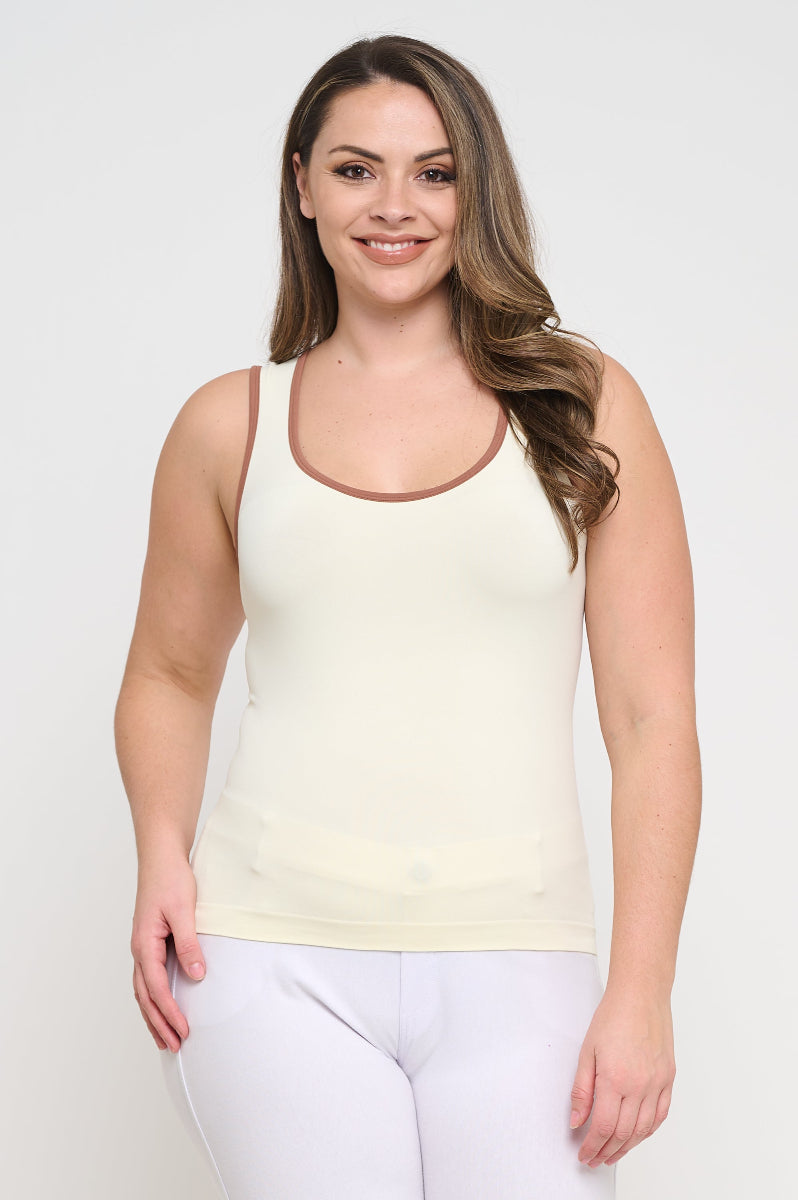 Women's U Neck Two Tone Seamless Tank
