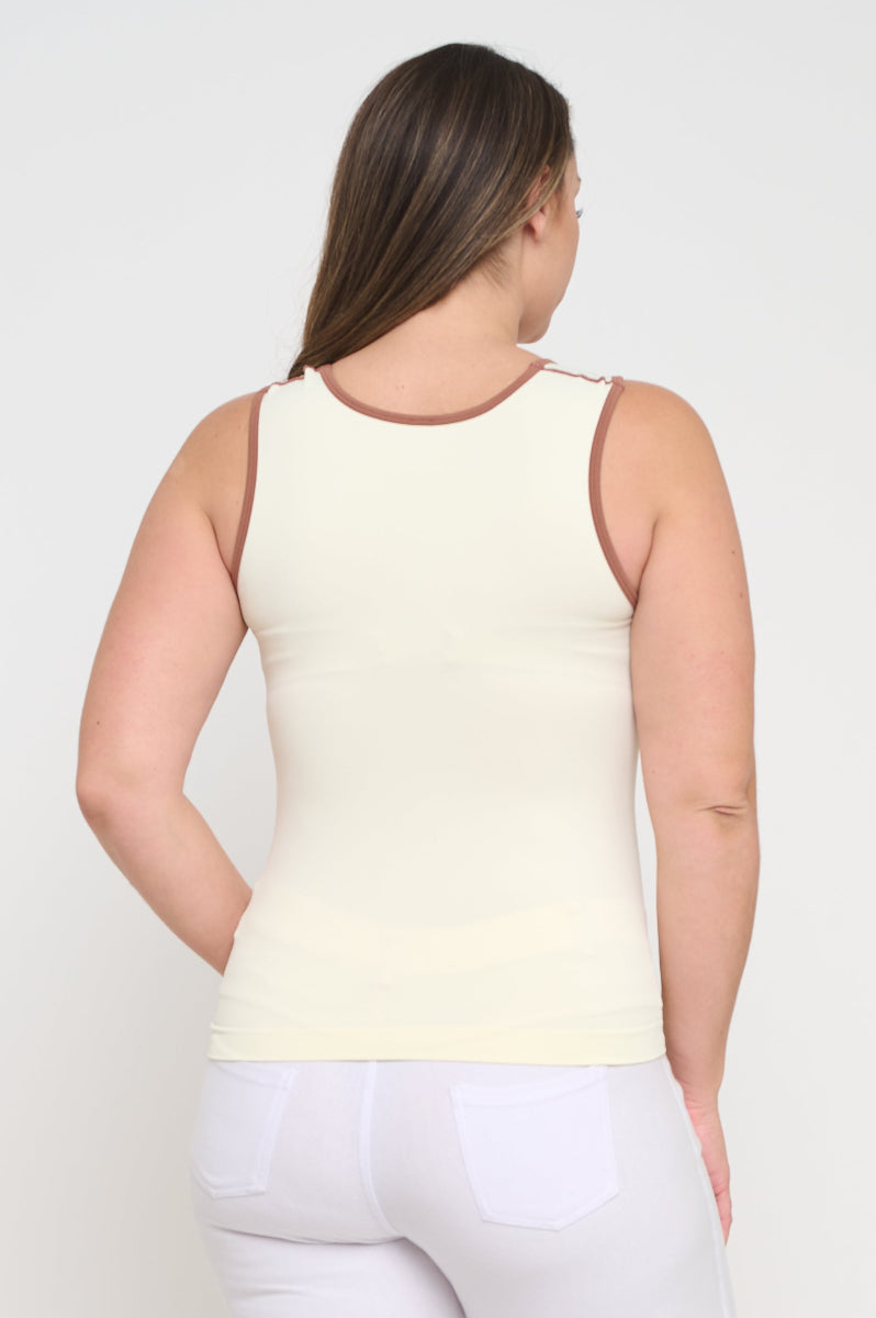 Women's U Neck Two Tone Seamless Tank