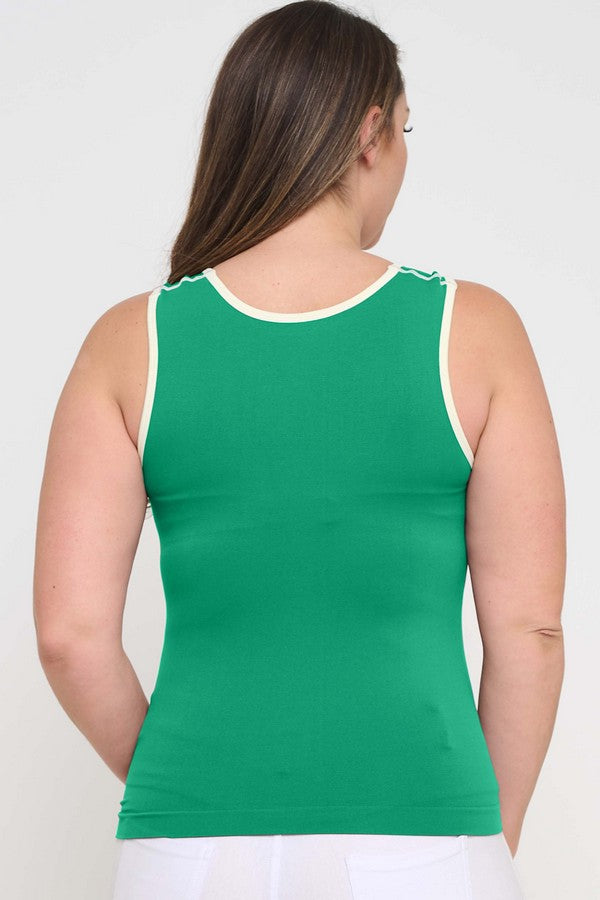 Women's U Neck Two Tone Seamless Tank