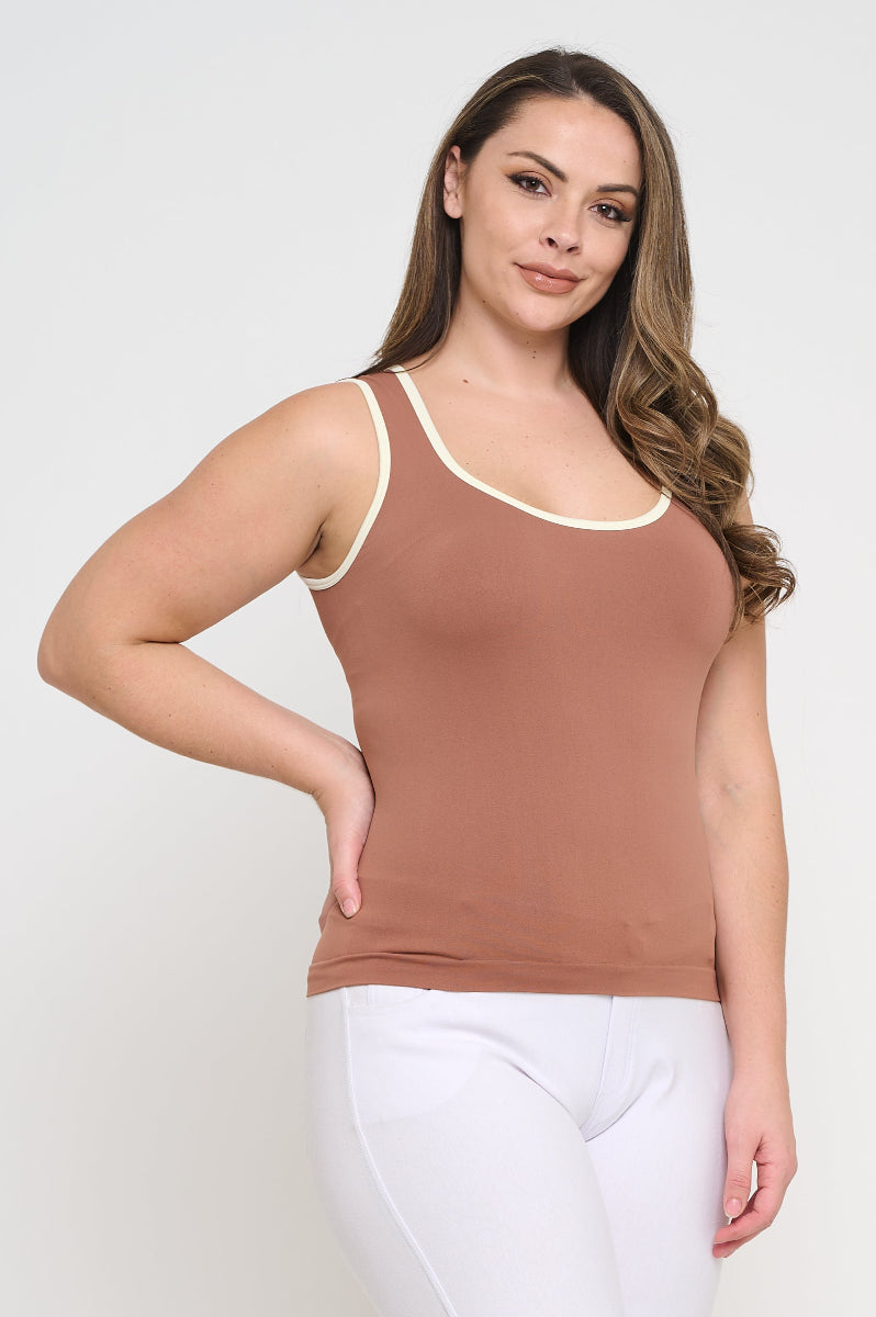 Women's U Neck Two Tone Seamless Tank