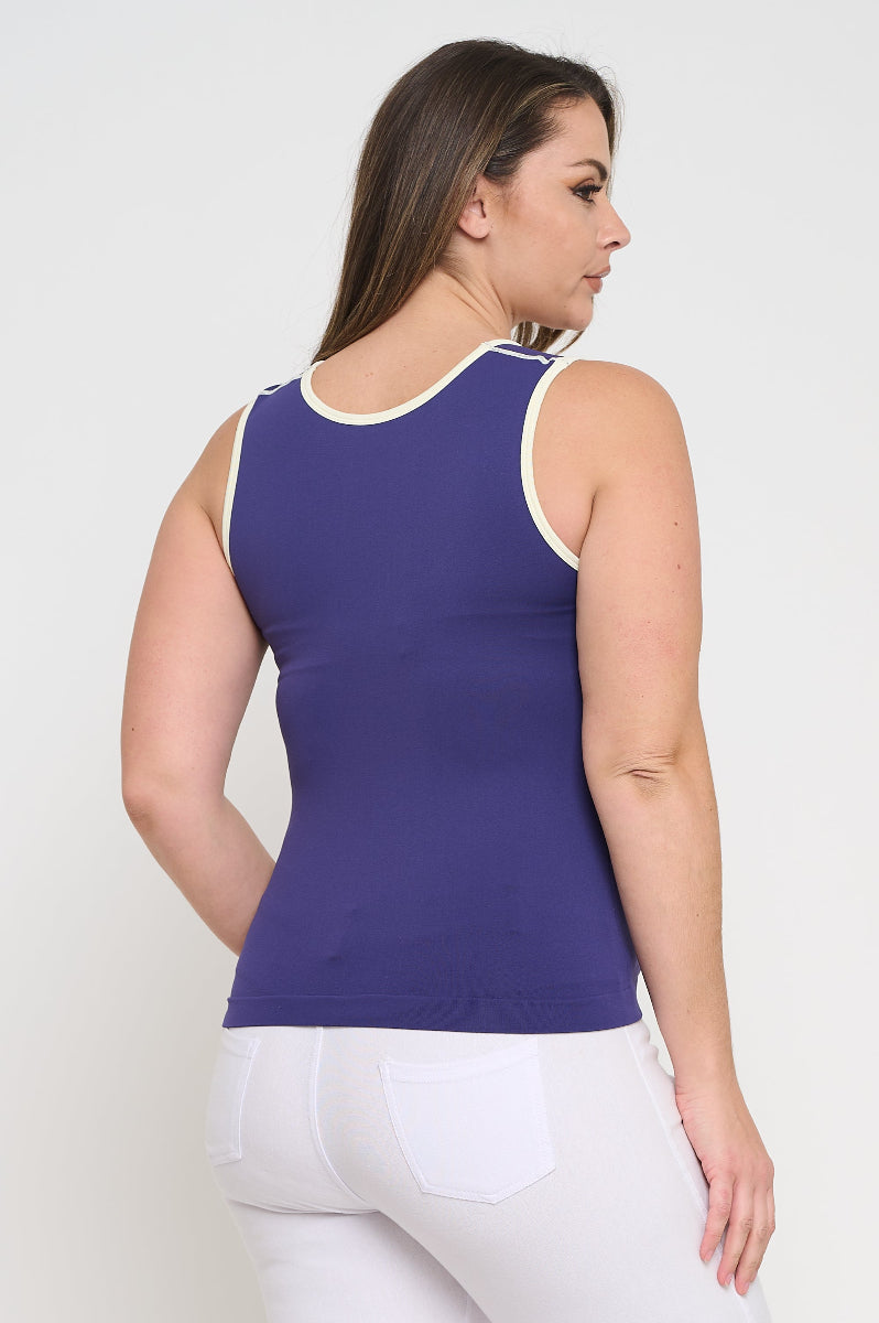 Women's U Neck Two Tone Seamless Tank
