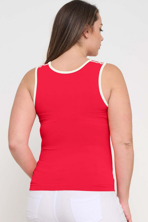 Women's U Neck Two Tone Seamless Tank