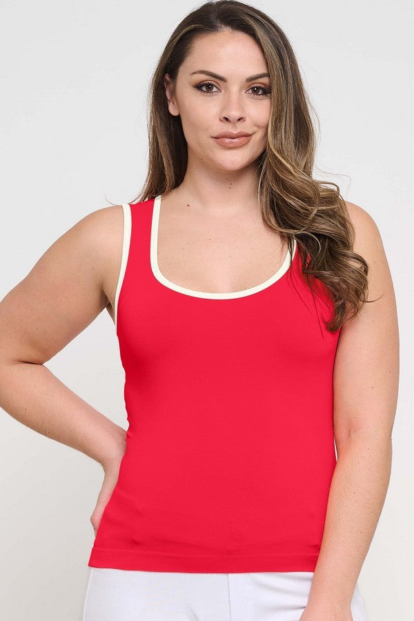 Women's U Neck Two Tone Seamless Tank