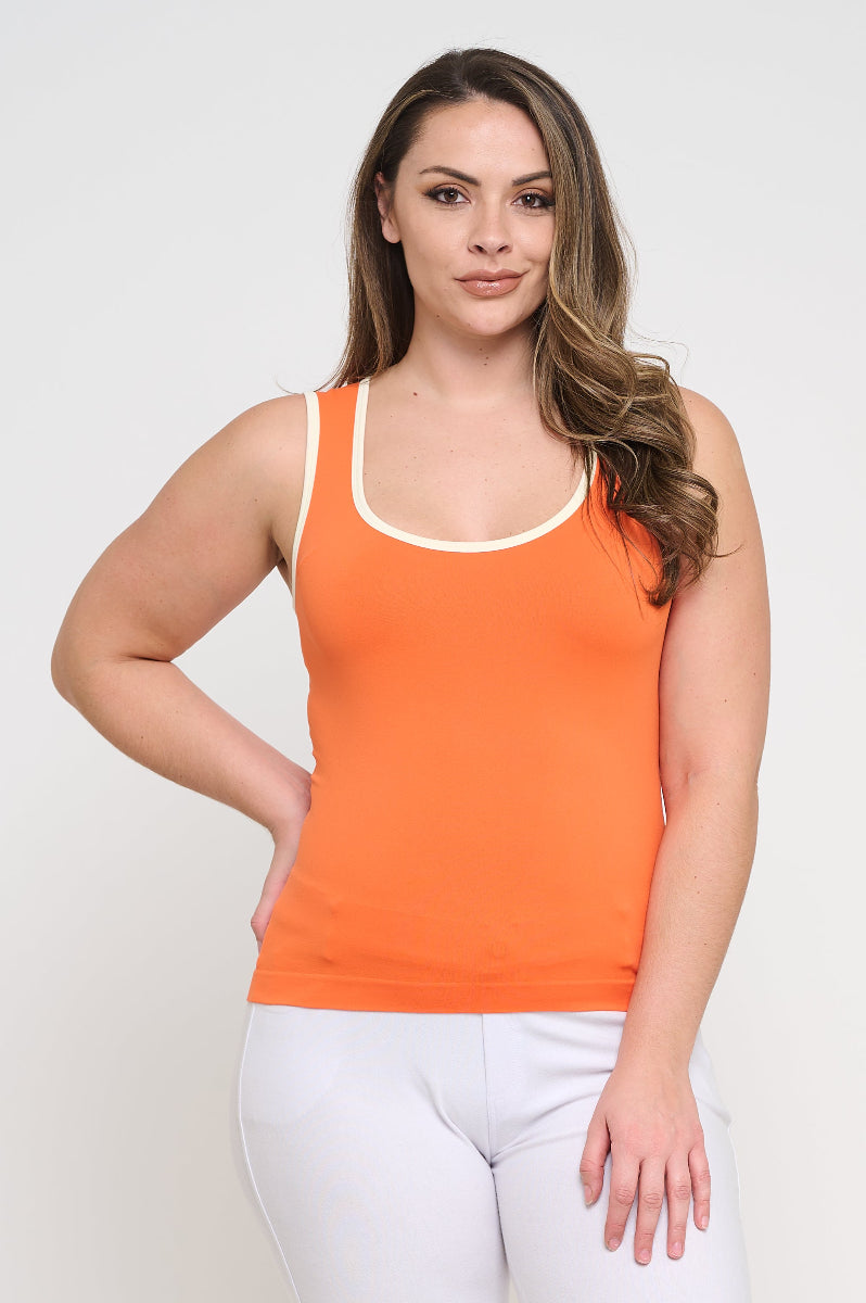 Women's U Neck Two Tone Seamless Tank