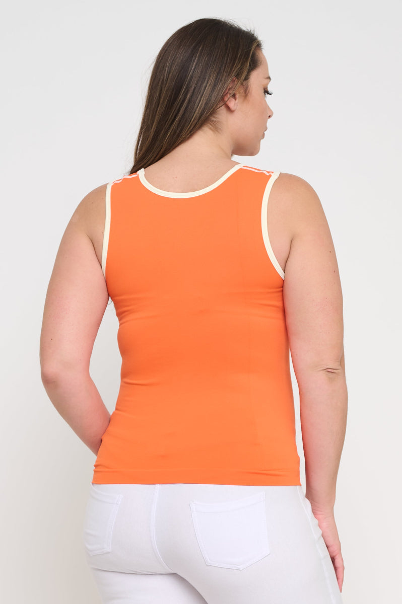 Women's U Neck Two Tone Seamless Tank