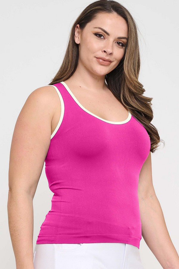 Women's U Neck Two Tone Seamless Tank