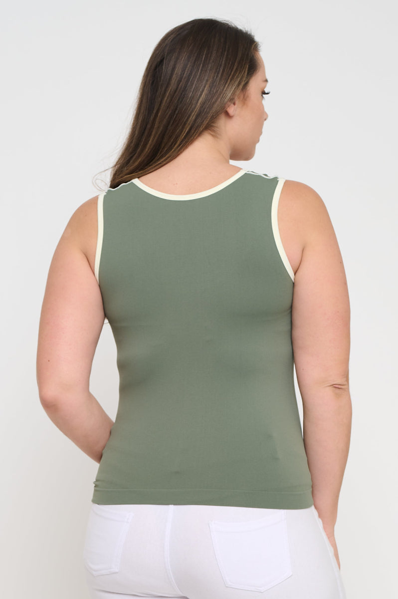 Women's U Neck Two Tone Seamless Tank