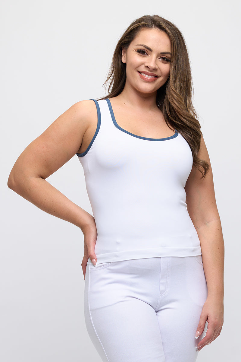 Women's U Neck Two Tone Seamless Tank