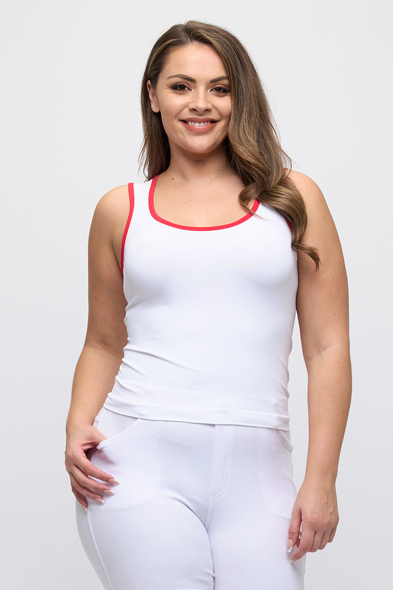 Women's U Neck Two Tone Seamless Tank