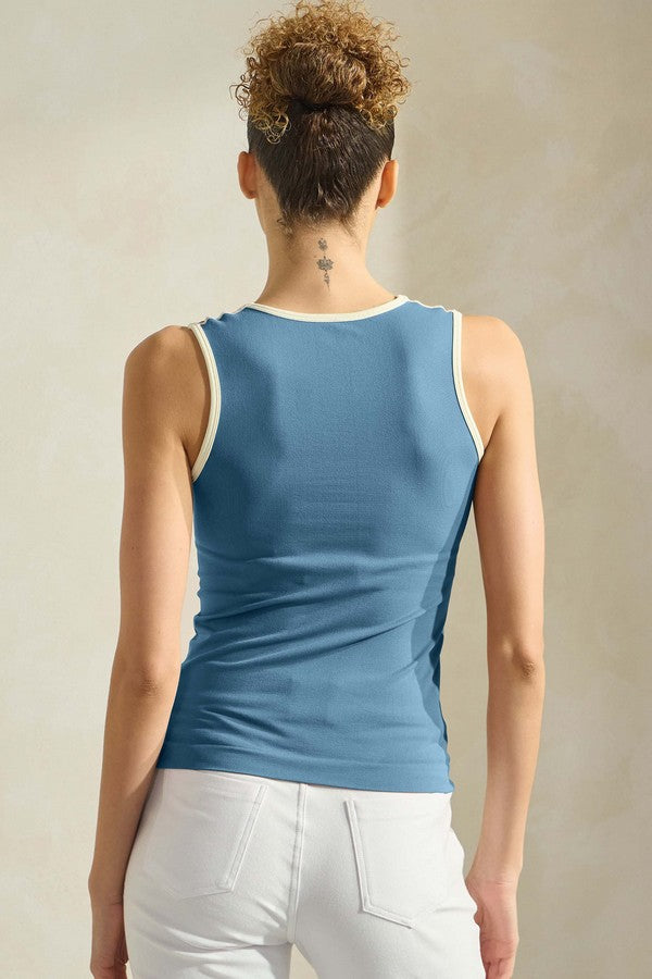 Women's U Neck Two Tone Seamless Tank
