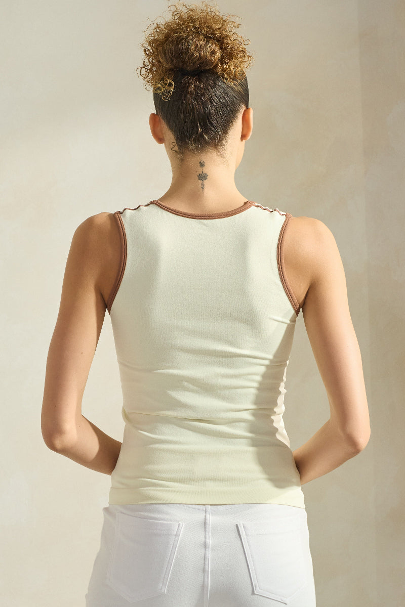 Women's U Neck Two Tone Seamless Tank