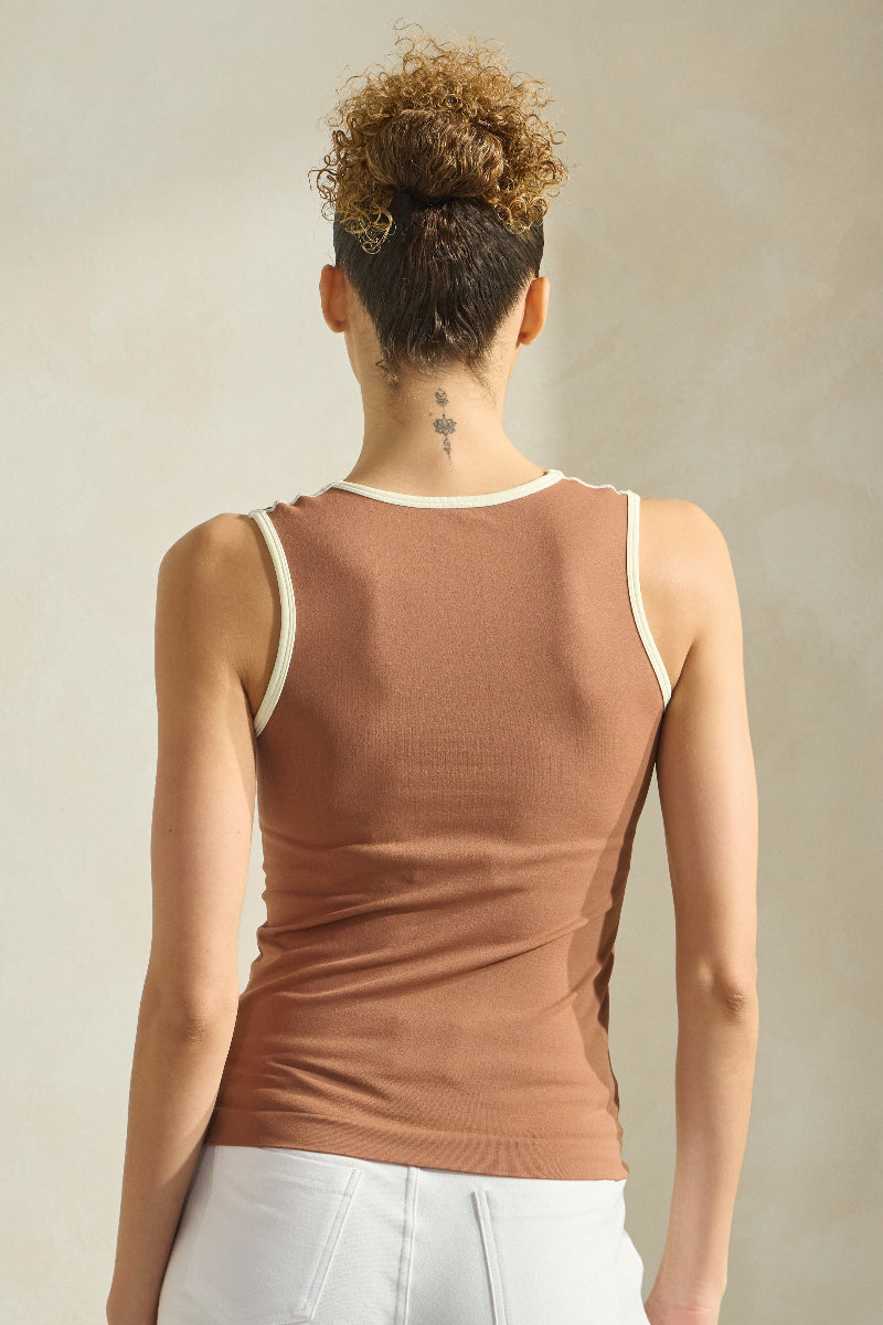 Women's U Neck Two Tone Seamless Tank