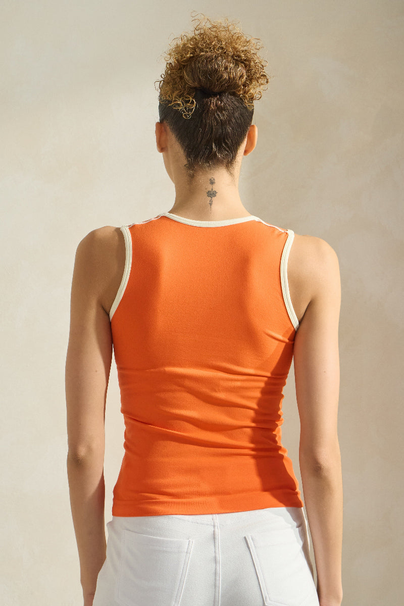 Women's U Neck Two Tone Seamless Tank