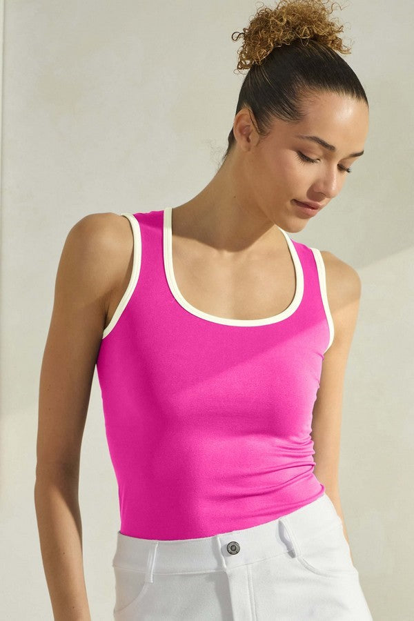 Women's U Neck Two Tone Seamless Tank