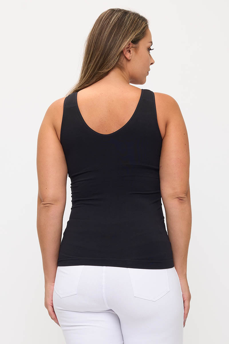 Women's Reversible Seamless U/V-Neckline Tank with Built-In Bra - Yelete