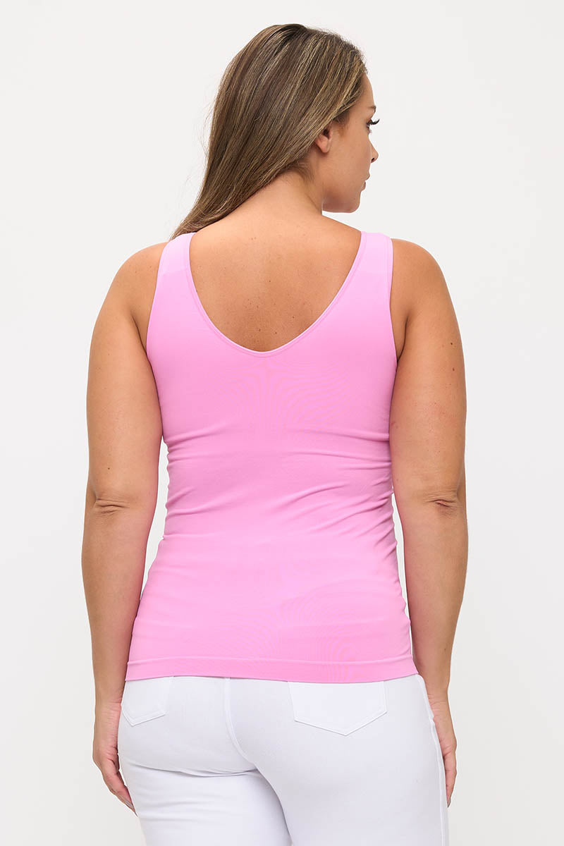 Women's Reversible Seamless U/V-Neckline Tank with Built-In Bra - Yelete