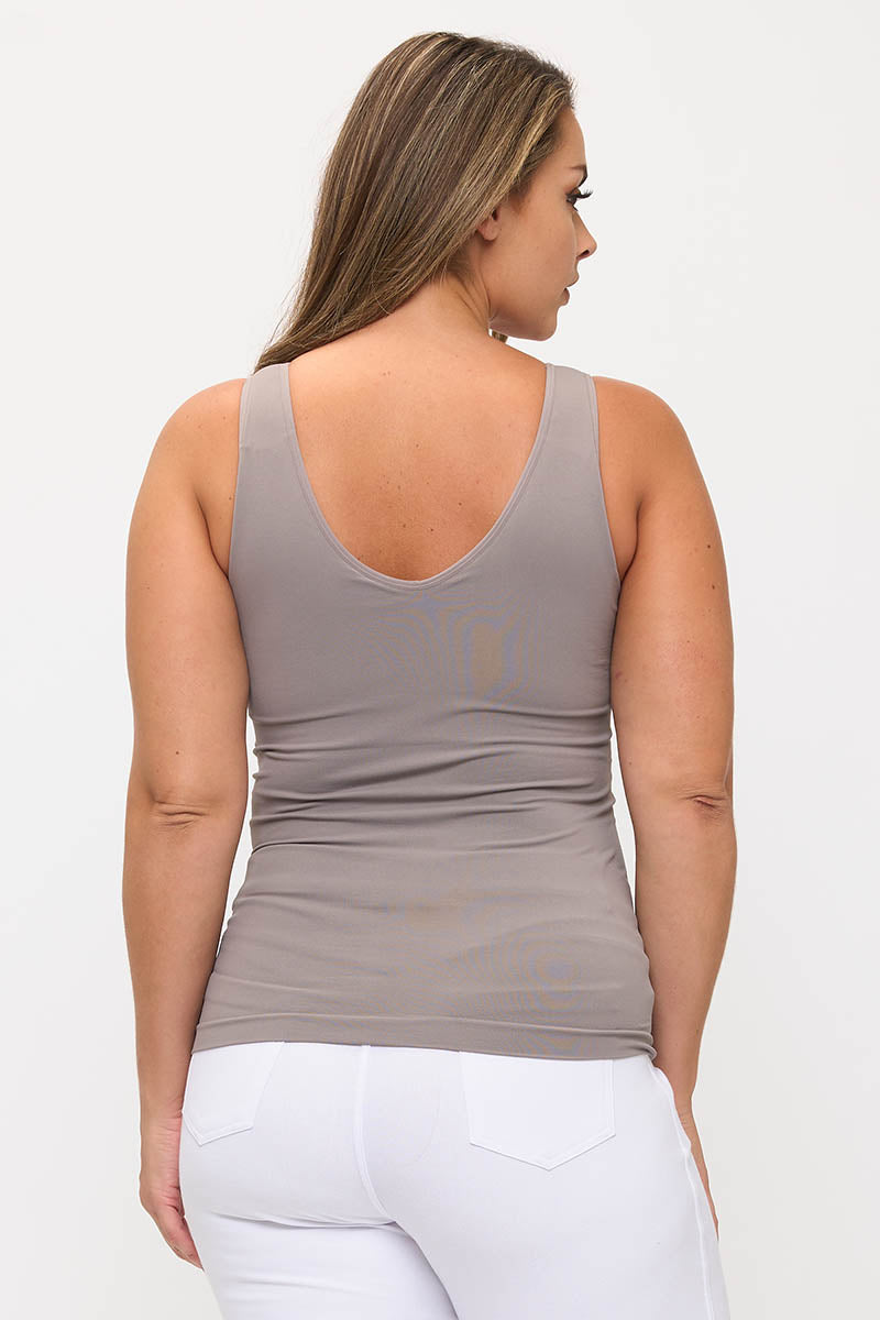 Women's Reversible Seamless U/V-Neckline Tank with Built-In Bra - Yelete