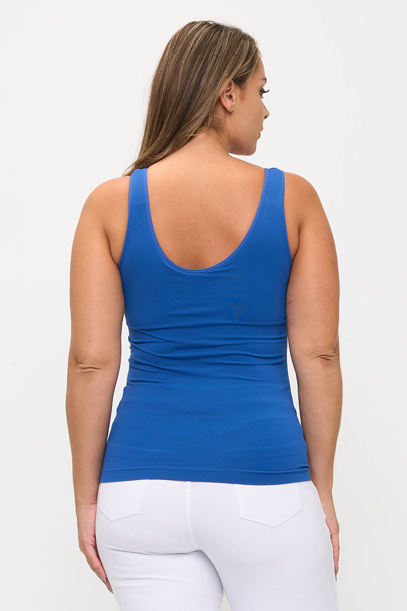 Women's Reversible Seamless U/V-Neckline Tank with Built-In Bra - Yelete