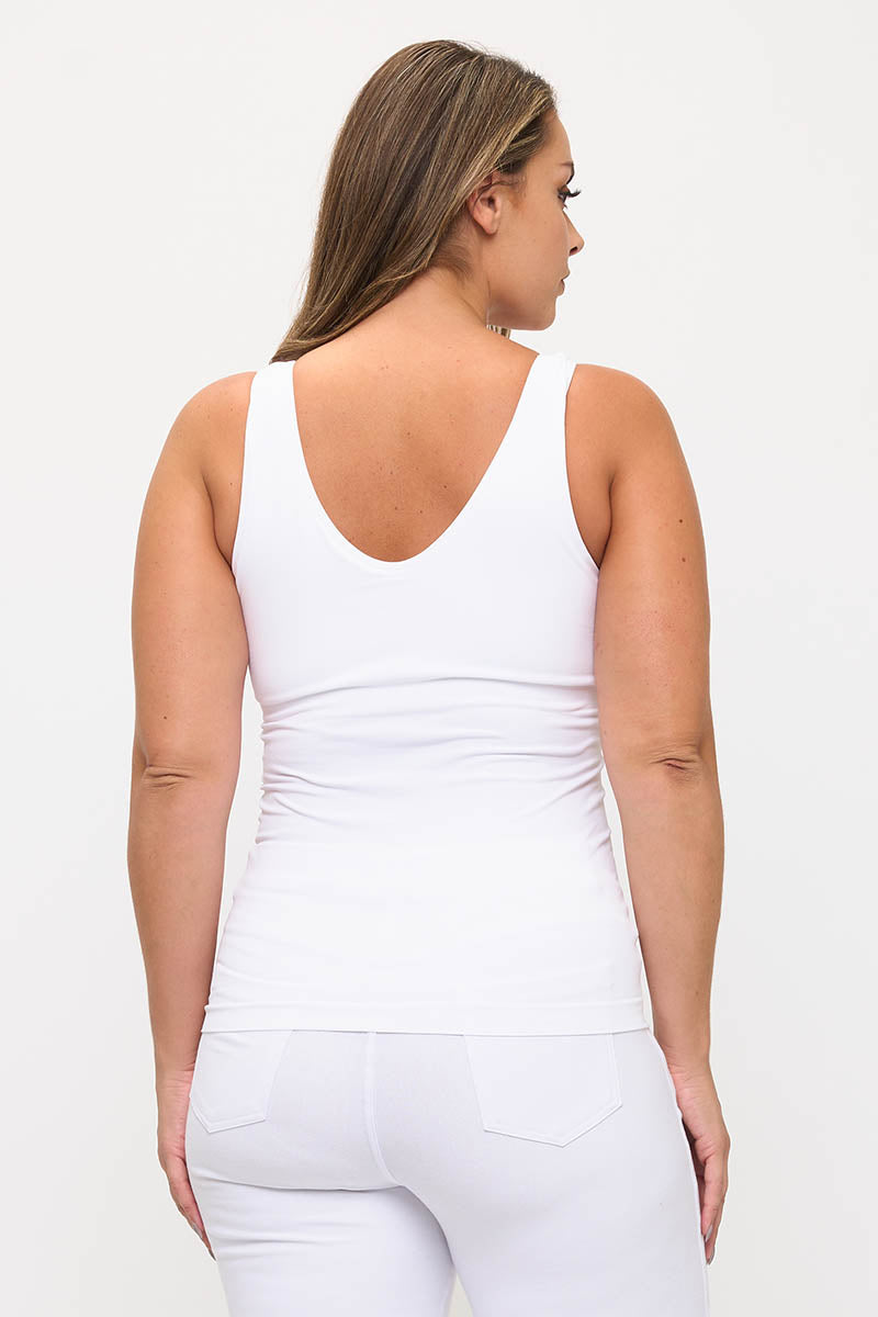 Women's Reversible Seamless U/V-Neckline Tank with Built-In Bra - Yelete