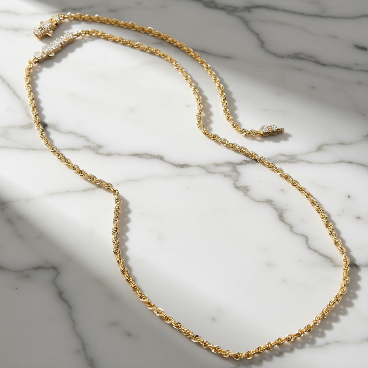 18K Gold Filled Monaco Rope Chain & Bracelet Set – CZ Clasp