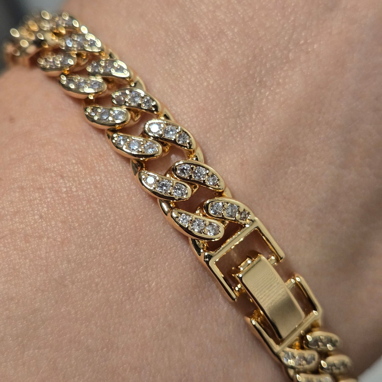 18K Gold Filled Iced Out CZ Cuban Link Bracelet