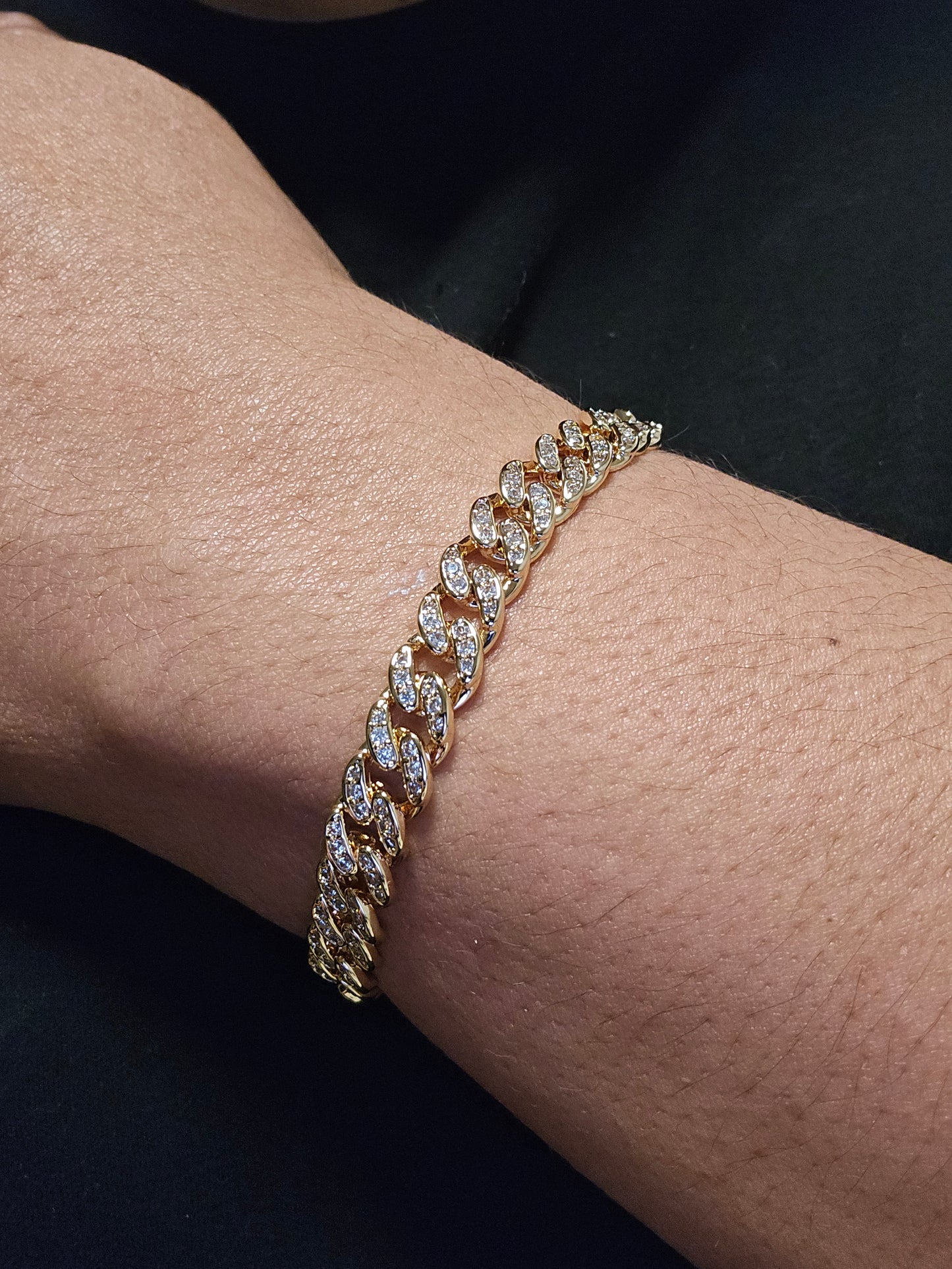 18K Gold Filled Iced Out CZ Cuban Link Bracelet