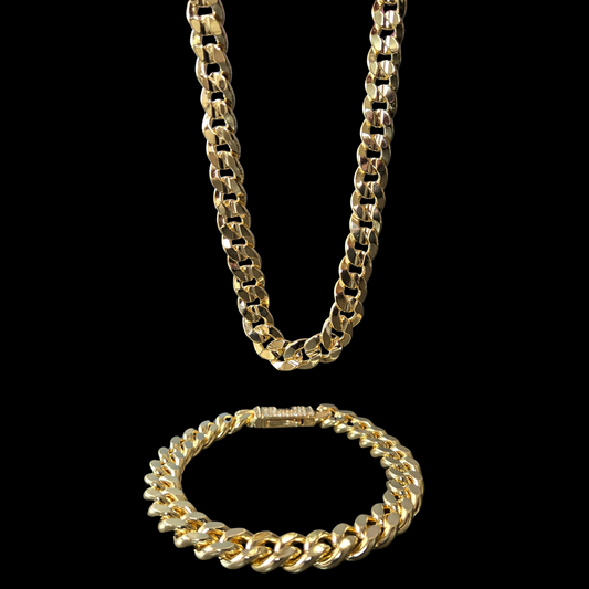 Cuban Link Chain 9mm Set
