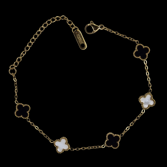 Mini Reversible Clover Bracelet Stainless Steel Gold Plated